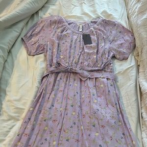 Lavender floral belted dress